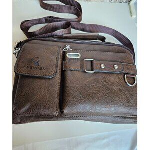 Weixier Brown Faux Leather Crossbody Bag With Multiple Compartments & Adjustable
